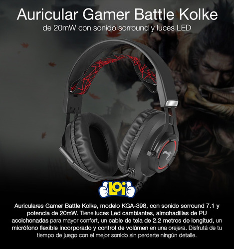 Imagen 3 de 6 de Auriculares Gamer Kolke Battle 7.1 Para Ps4 Ps3 Y Pc Loi