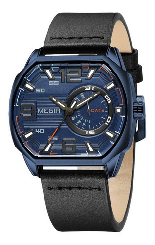 Relojes Luminosos Militares De Cuarzo Cuadrado Megir Color Del Bisel Azul