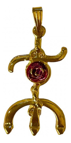 Pingente Tridente Maria Mulambo Rosa Roxa 3,7 Cm Dourado