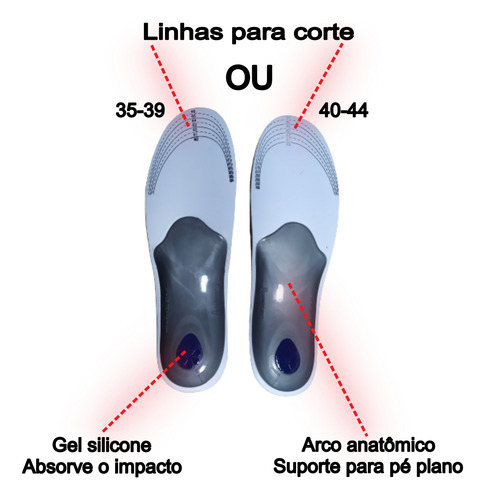Palmilha Anatômica Pé Plano Pronado Funcional Joelho Valgo