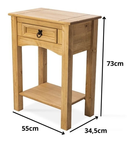 Imagen 4 de 6 de Mueble Velador 1 Cajon Madera Solida Nevada- Livingood