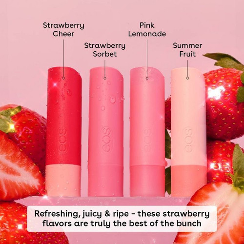 Eos Pack 4 Balsamos De Sabores Super Strawberry 24h