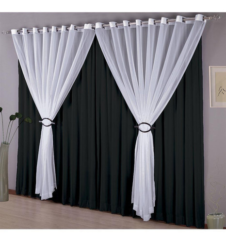 Cortina doble Istanbul Voal para hombre, 300 x 250 cm, color negro sultán