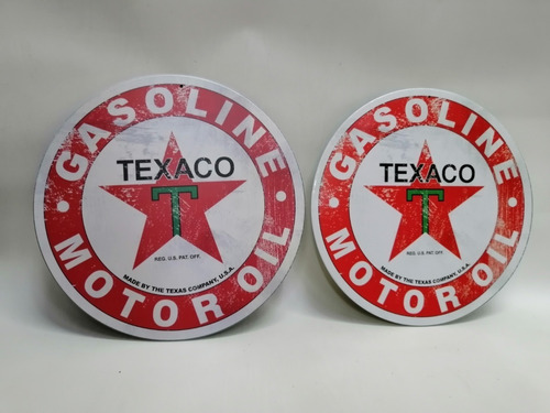 Aviso Metal U.s.a Retro Texaco Company Original Redondo