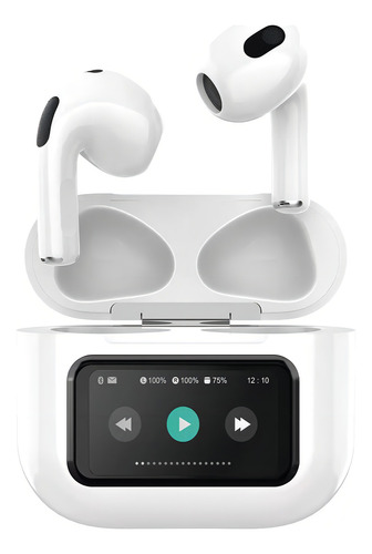 Fone De Ouvido Bluetooth Sem Fio Tws In-ear Tela Touch Lcd Cor Branco Basike