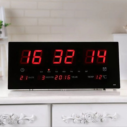 Reloj Digital De Pared Led Con Calendario Alarma