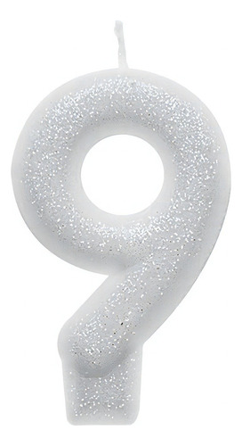 Vela Para Aniversário Glitter Branca 6cm  Silver Festas 