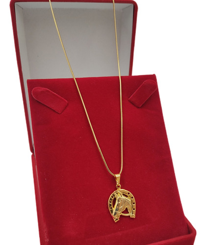 Cordão Feminino Moeda Antiga 45cm + Ferradura Boiadeira Cor Dourado