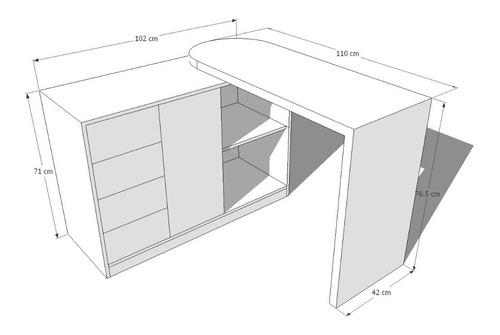 Imagen 2 de 9 de Escritorio Ref Giratorio° Con Cajones Lacado Poliuretano