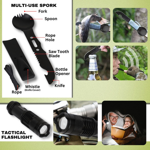 Kit De Supervivencia 28 Piezas Equipo Táctico Camping Aventu
