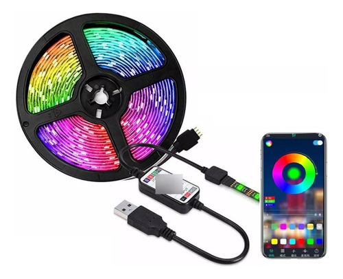 Cinta Tira Luces Led 5050 Rgb 5 Mts Bluetooth Usb