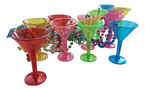 Paquete De 12 Collares De Copas Martini Con Cuentas Metaliza