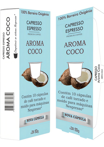 Cápsula Café Nespresso Capresso Aroma Coco 10 Unidades