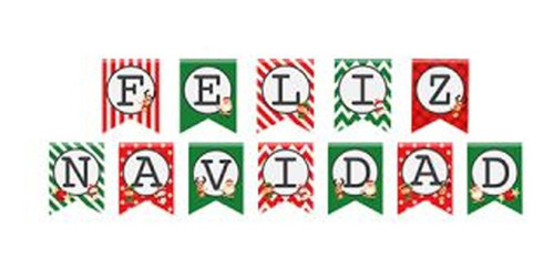 Banner Feliz Navidad Verde Y Rojo Fiestas Deco