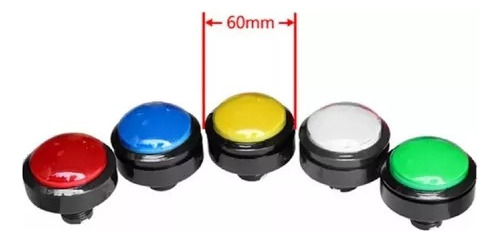 Paq  3pz Botón Redondo Luminoso Led 60mm Domo Arcade Vending