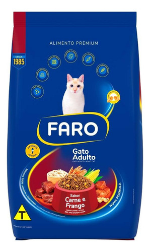 Ração Faro Para Gatos Adultos Carne E Frango Saco 10,1 Kg