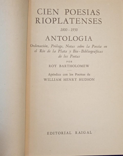 Cien Poesias Rioplatenses Antologia Roy Bartholomew