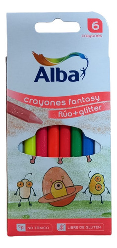 Crayones Fluo+glitter X6 Colores Alba Fantasy  917680