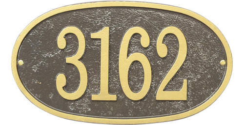 Placa Numero Casa Forma Ovalada 12 X 6,75  Bronce Dorado