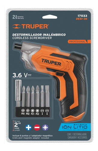 Destornillador Inalámbrico 3.6 V Truper Desi-36
