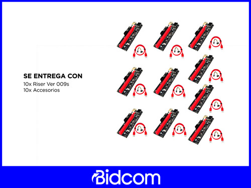 Kit X 10 Riser Ver 009s Pcie 6pin 16x Usb Eth Btc Minero