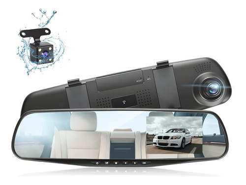 Cámara De Respaldo Fhd 1080p Mirror Dash Cam Espejo Retrovisor Inteligente Dvr Para Automóviles Y Camiones Sensor Gravedad Grabación Automática En Bucle Pantalla Retroiluminada Detección De Movimiento