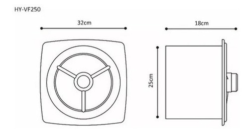 Imagen 2 de 6 de Cuotas Extractor De Aire Hydra 250mm - Cocina Baño - Negro