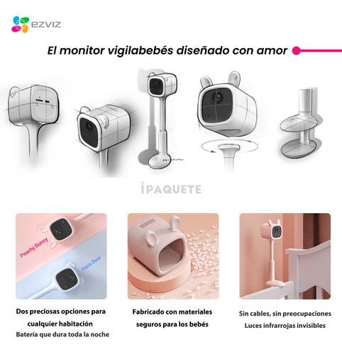 Cámara Seguridad Monitor Bebé Ezviz Wifi Batería 1080p+128gb