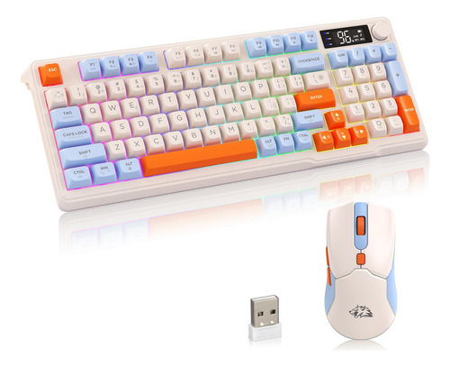 Kits Teclado Y Mouse Free Wolf T96 Rgb Español Con Pantalla Mouse Arándano Teclado Arándano