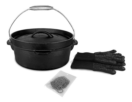 Olla De Hierro Fundido 4.5qt + Accesorios - Grillcorp Color Negro