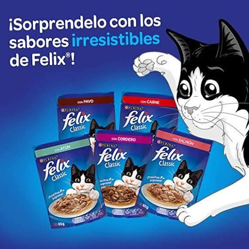 Felix Sobres Mix Varios Sabores Para Gato 45pzs De 85g C/u