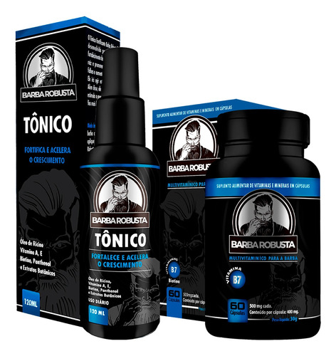 Tônico Cresce Nasce Barba + Multivitaminico Barba Robusta 