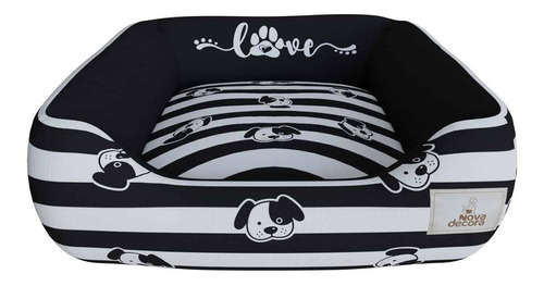 Caminha Cachorro Preto Love Pet Aveludado Cama Pet 60x60