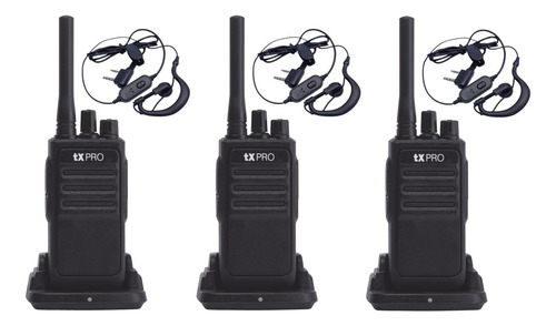 3 Radios Walkie Talkie Txpro Tx320 Con Manos Libres Uhf 2w