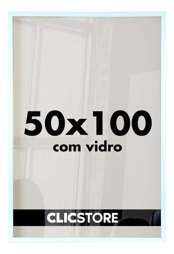 Póster de vidrio con marco de 50 x 100 cm, imagen de arte decorativo, color blanco liso