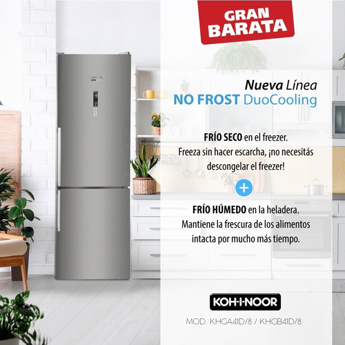 Heladera No Frost Kohinoor Khga41d/8 Acero 417l Outlet