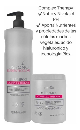 Complex Therapy  Shampoo X 900ml Y Máscara 1k Ossono