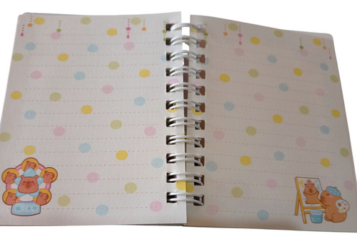 Libreta Capibara Tapa Con Agua Y Brillo Stickers Stickers Mesa