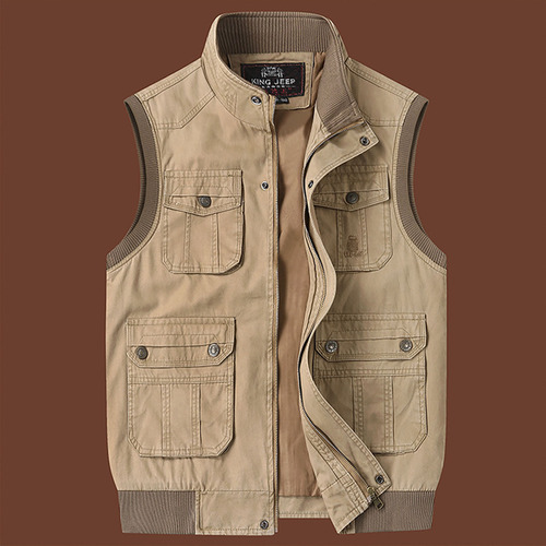 Chaqueta De Trabajo Para Hombre, Cuello Alto, Varios Bolsill