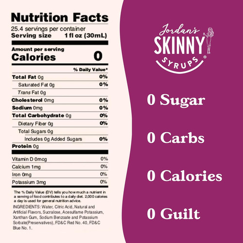Jordan's Skinny Syrups Jarabe Unicornio Sin Azúcar 750 Ml