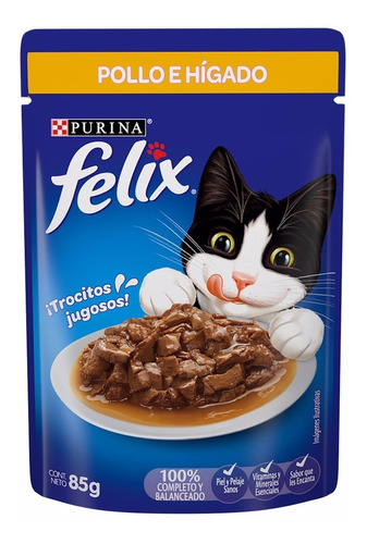 Alimento Felix Para Gato Adulto Sabor Pollo E Hígado En Sobre De 85g