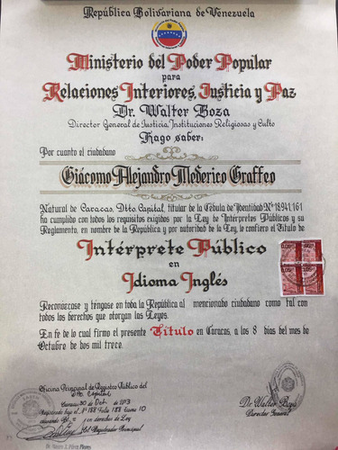 Imagen 2 de 3 de Interprete Publico Legal Inglés/espa. Traductor Certificado