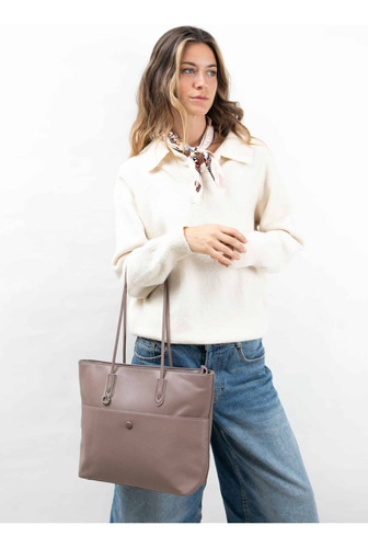Cartera Pu Con Asa Fija La Chapelle Caramelo Lisa Níquel Caramelo