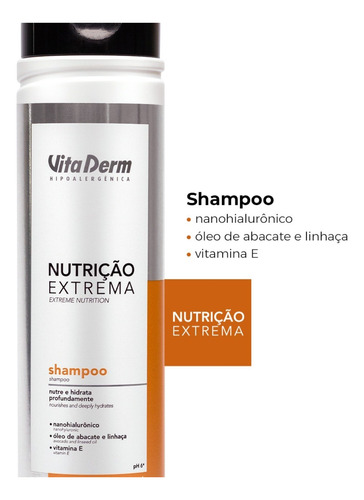 Vita Derm Shampoo Nutrição Extrema Anti Frizz 300ml