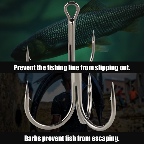 Kit De Anzuelos Triples Para Pesca, Anzuelos Con Púas De Ace