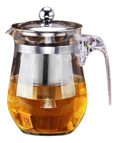 Tetera Vidrio Infusor De Té Acero Inoxidable Extraible 500ml