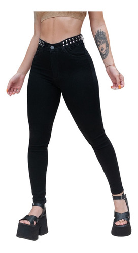 Jean Lovel By Sweet Chupín Skinny Wish Negro Tacha Mujer