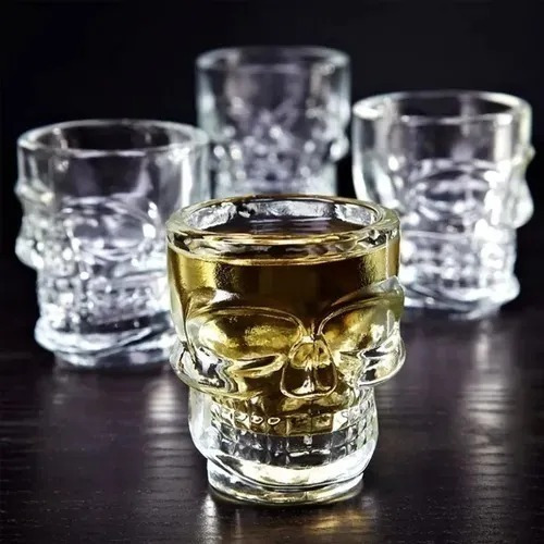 12pz Tequileros Calavera 45 Ml Vidrio Cristal Transparente Transparente
