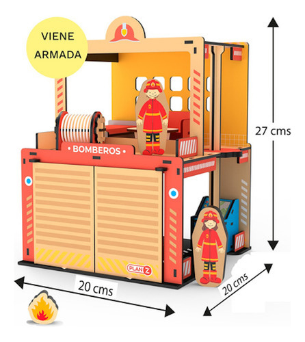 Estación Bomberos Juguete Material Resistente De Madera Incluye Varias Figuras Juego Infantil Niño Marca Plan Z Medidas 27 X 20 X 20 Cm Diversión Segura Desarrollo Cognitivo Color Rojo Creatividad