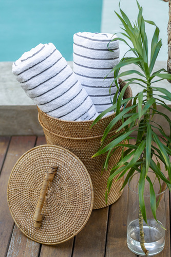Kit 4 Toalhas Banhão Piscina Praia 80x150cm Listra Cinza